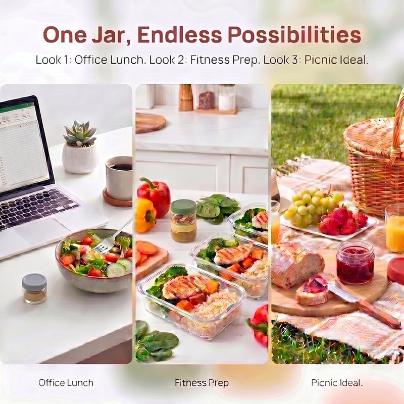 EONJOE 2 oz Glass Dressing Containers To Go Sauce Cups Mini Condiment Dip Jars with Lids Lunch Box Accessories,6-Pack - Image 5