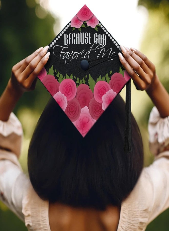 ADVANSYNC Because God Favored Me Graduation Cap Topper - Image 3