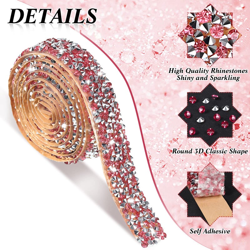 Xinnun 5 Rolls Crystal Shiny Rhinestone Ribbon Self-Adhesive Rhinestone Strips Ribbon Resin Diamond Bling for Art Craft DIY Party(Basic Style,Mixed Colors) - Image 3