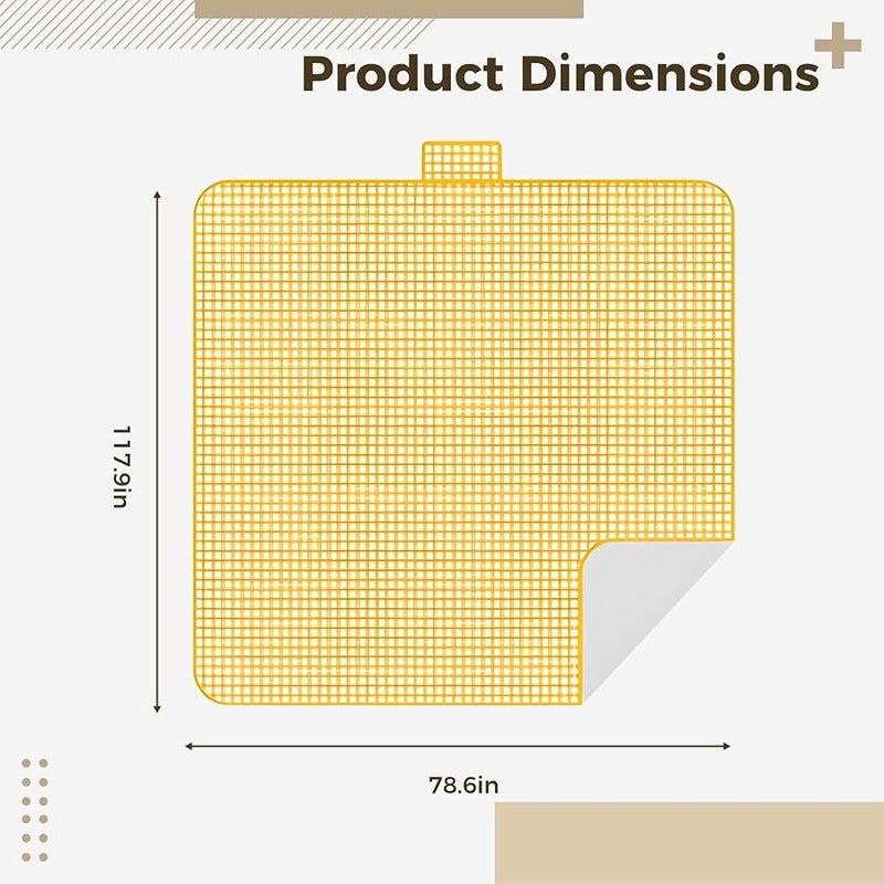 بطانية نزهة قابلة للطي بالخارج، مربعات صفراء وبيضاء، 200 × 300 سم - Image 5