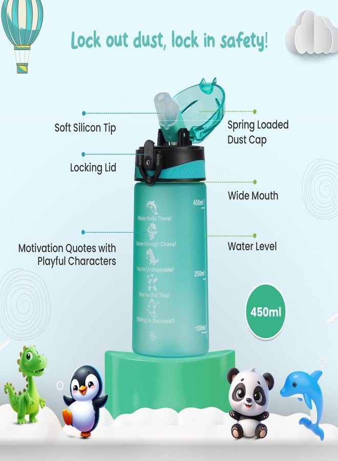 SOLARA Amazi Sipper Water Bottle for School Kids 500ml, Leakproof, Durable, BPA-Free Tritan with Motivational Time Marker, Perfect Kids Bottle for School, Home, Gifts & Outdoor, Cool Aqua (2+ Years) - Image 3