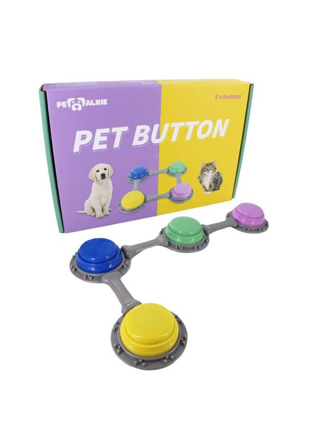 Generic Set of 4 Talking Buttons for Cat and Dog Training, Funny Engravable Voice Command Buttons with Placement Stickers, Colorful and Customizable - Y, G, P, B  - Image 3