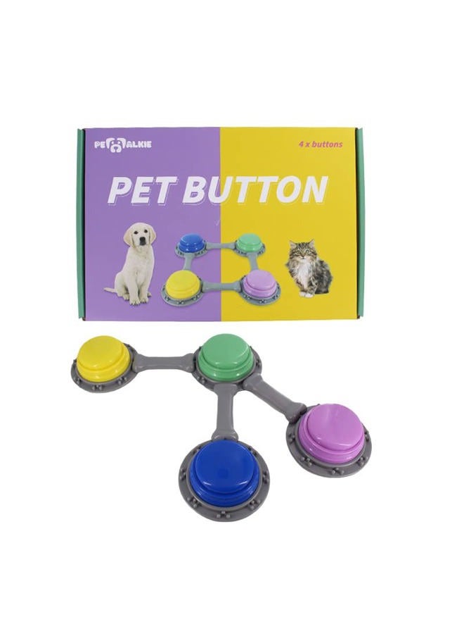 Generic Set of 4 Talking Buttons for Cat and Dog Training, Funny Engravable Voice Command Buttons with Placement Stickers, Colorful and Customizable - Y, G, P, B  - Image 4
