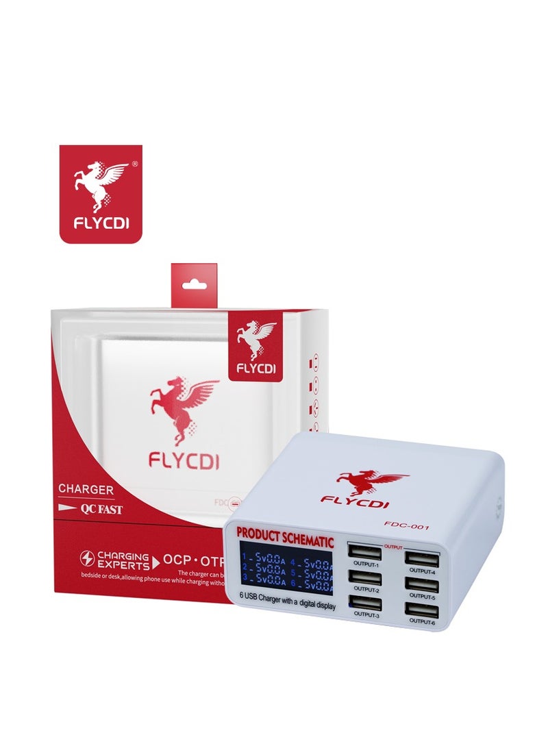 FLYCDI FDC-001 Charger High efficiency device with 6 USB ports to charge multiple devices simultaneously - Image 1