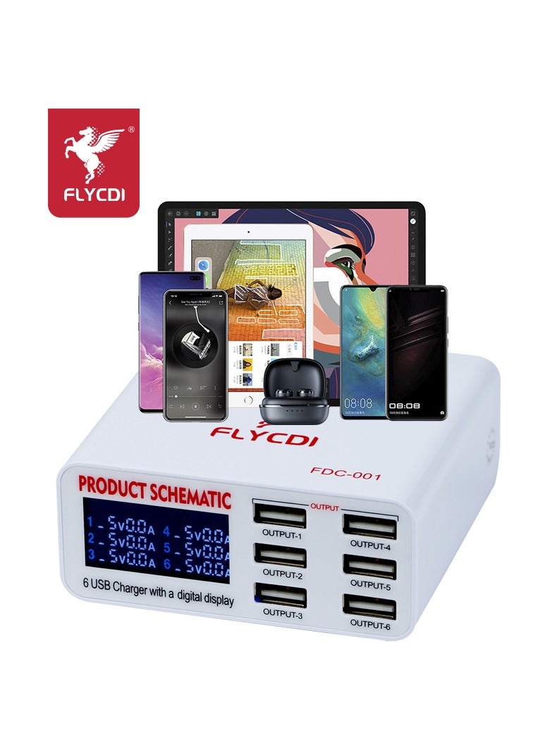 FLYCDI FDC-001 Charger High efficiency device with 6 USB ports to charge multiple devices simultaneously - Image 2