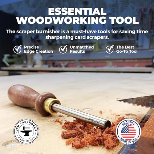 DFM Tool Works Cabinet Scraper Burnisher Tool - with Hard Maple Handle and Super Hard High Speed Steel Rod - Ideal for Card Scraper Burnishing and Woodworking Applications - Made in USA - Image 3