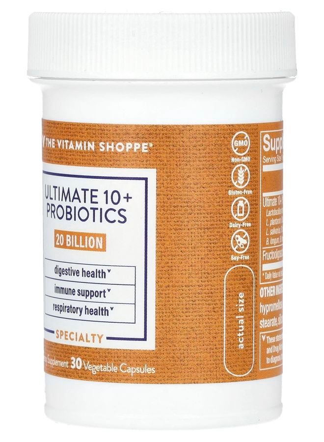 The Vitamin Shoppe Ultimate 10+ Probiotics 20 Billion CFU 30 Vegetable Capsules - Image 2