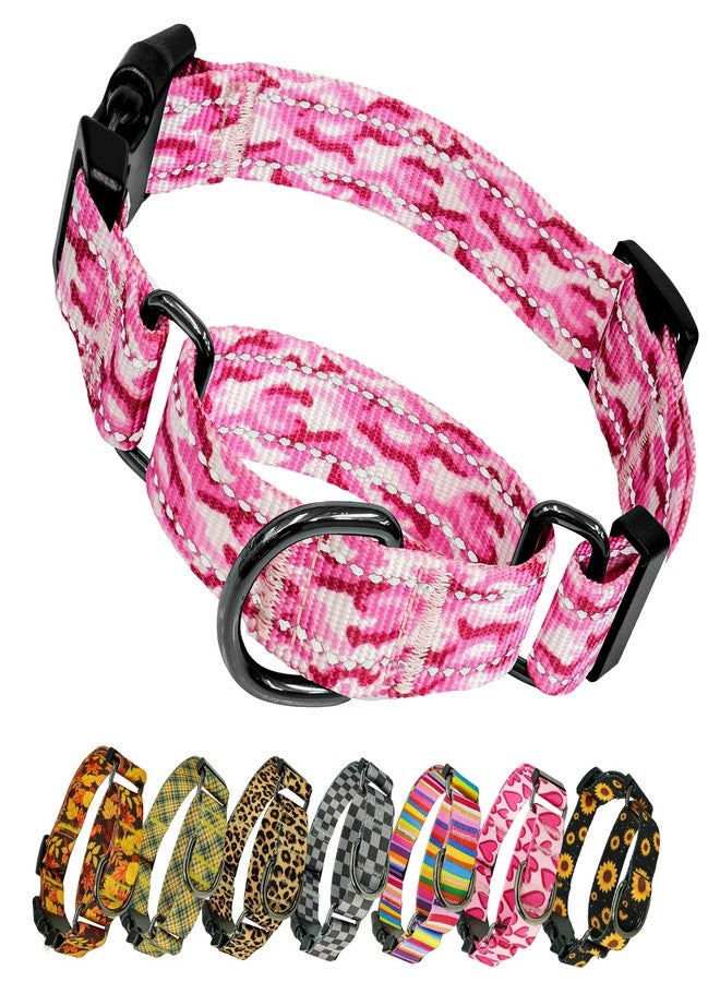 Kazazoo Reflective Martingale Collar for Dogs with Quick Release Buckle Adjustable Soft Durable Dog Collar for Small Medium Large No Pull Training Dog Collars-Pink Camo M - Image 1