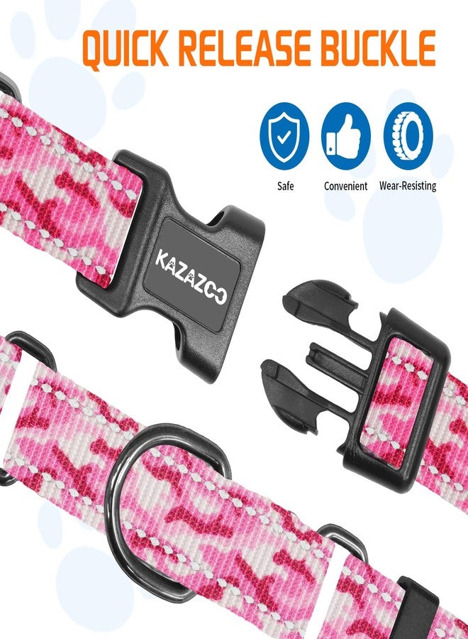 Kazazoo Reflective Martingale Collar for Dogs with Quick Release Buckle Adjustable Soft Durable Dog Collar for Small Medium Large No Pull Training Dog Collars-Pink Camo M - Image 5