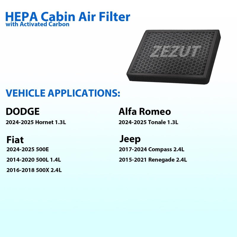 ZEZUT Cabin Air Filter CF11810 for Jeep, Dodge & Fiat Models, 2017-2025 Compass, 2015-2023 Renegade, 2024-2025 Hornet, 2014-2020 500L, 2016-2023 500X, 2024-2025 Alfa Romeo Tonale and 500E - Image 2