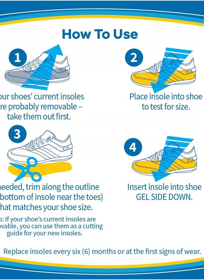 Extra Support Insoles Superior Shock Absorption and Reinforced Arch Support for Big & Tall Men to Reduce Muscle Fatigue So You Can Stay on Your Feet Longer (for Men's 8-14)