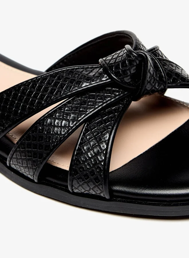 سيليست Women's Textured Slip-On Sandals with Knot Detail