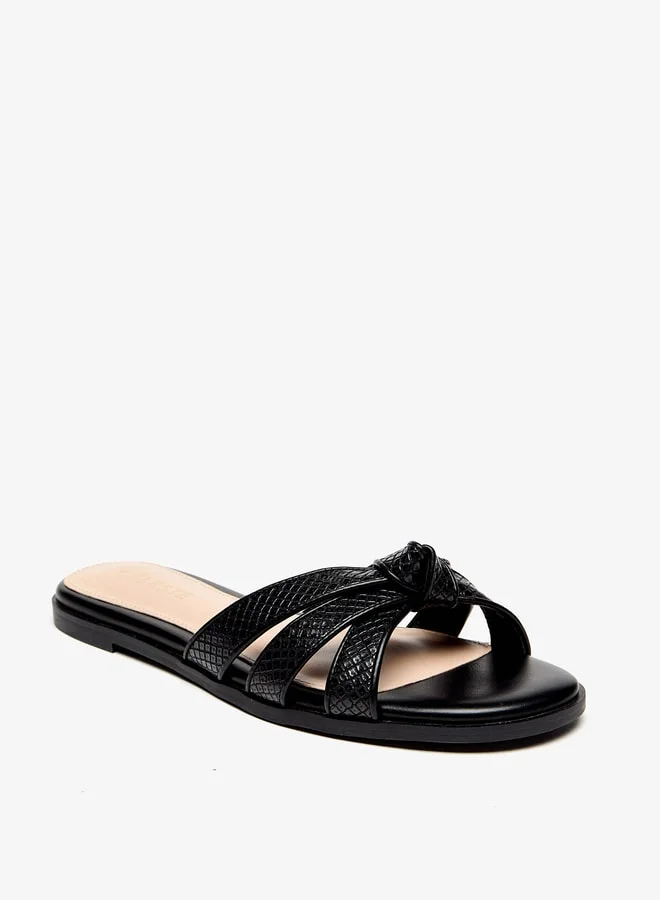 سيليست Women's Textured Slip-On Sandals with Knot Detail