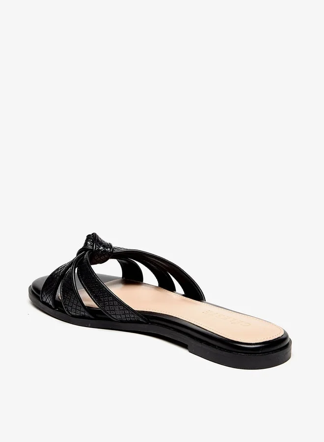 سيليست Women's Textured Slip-On Sandals with Knot Detail