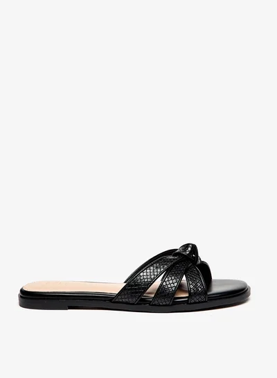 سيليست Women's Textured Slip-On Sandals with Knot Detail