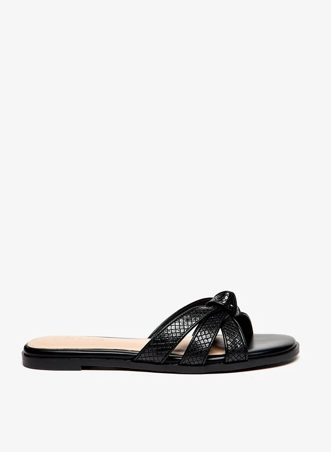 سيليست Women's Textured Slip-On Sandals with Knot Detail