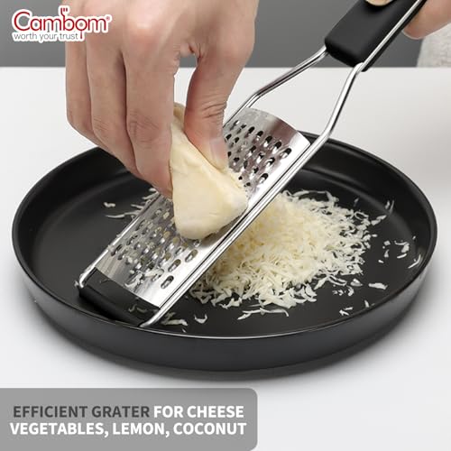Cambom Cheese Grater Lemon Zester, Graters for Parmesan Cheese, Lemon, Citrus, Garlic, Nutmeg, Chocolate, Fruits, Vegetables, Ginger, Vegetable & Cheese Shredder with Stainless Steel Coarse Blade - Image 2