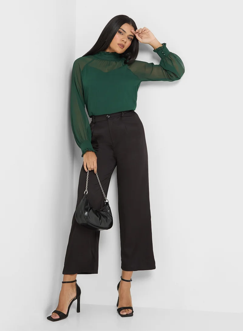 ايلا Puff Sleeved Sheer Top