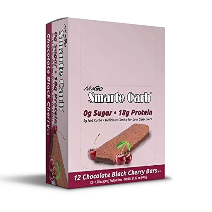 NuGo Smarte Carb Chocolate Black Cherry, 18g Protein, 0g Sugar, 2g Net Carbs, 150 Calorie, 12 Count - Image 3