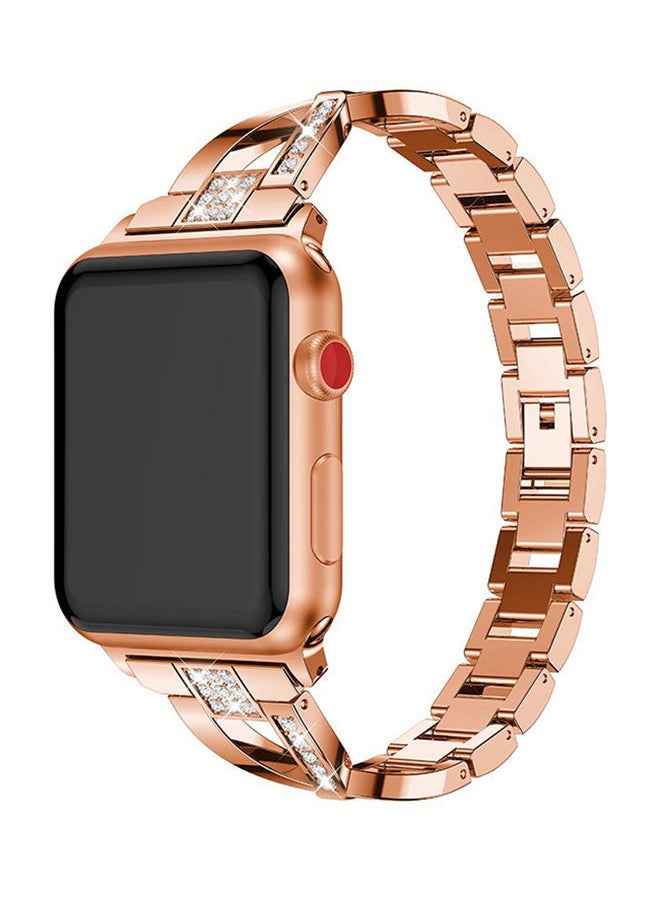 NIBEMINENT - Replacement Bling Strap X-Link For Apple Watch Nike+/Series 1/2/3/Sport 38mm Rose Gold - Image 1