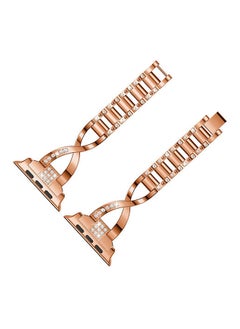 NIBEMINENT Replacement Bling Strap X-Link For Apple Watch Nike+/Series 1/2/3/Sport 38mm Rose Gold  - Image 2