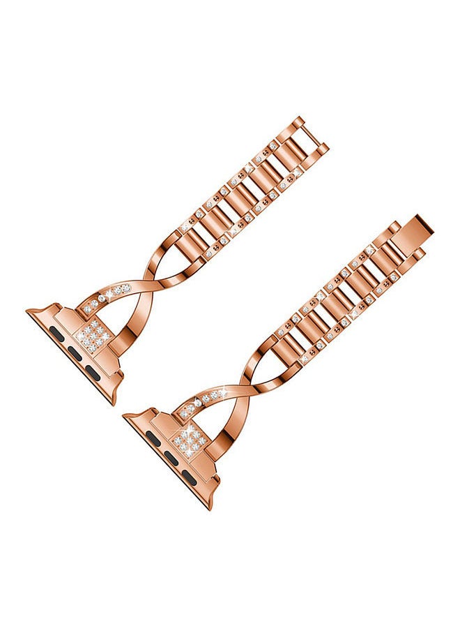 NIBEMINENT - Replacement Bling Strap X-Link For Apple Watch Nike+/Series 1/2/3/Sport 38mm Rose Gold - Image 1