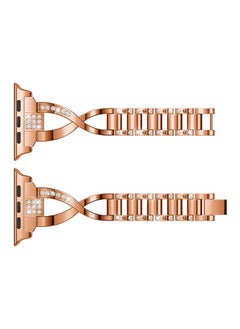 NIBEMINENT Replacement Bling Strap X-Link For Apple Watch Nike+/Series 1/2/3/Sport 38mm Rose Gold  - Image 3
