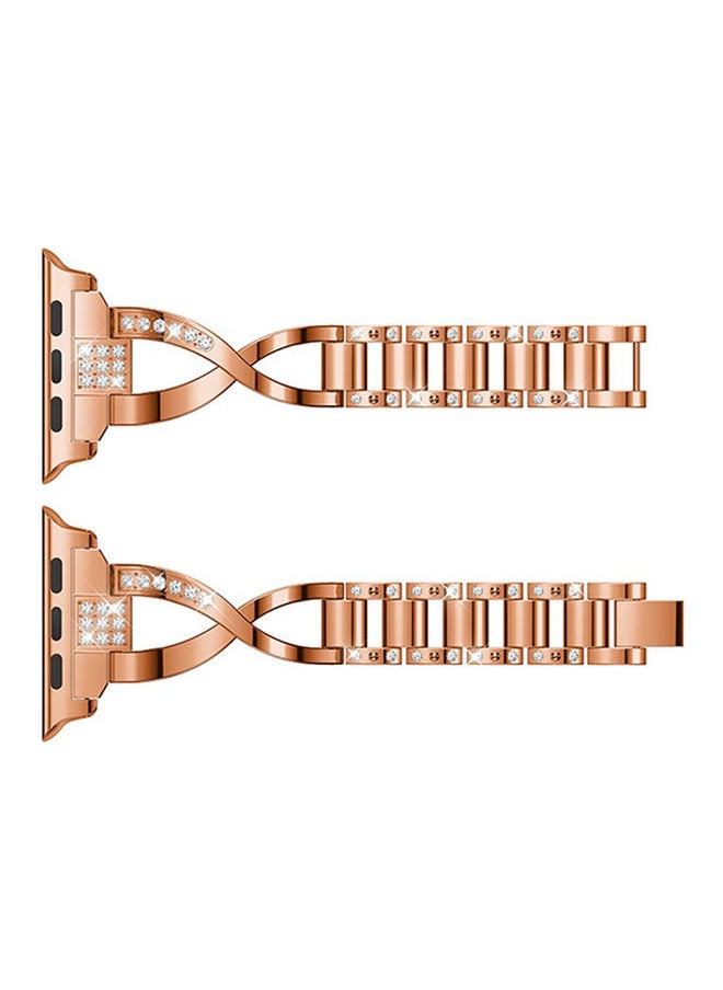 NIBEMINENT - Replacement Bling Strap X-Link For Apple Watch Nike+/Series 1/2/3/Sport 38mm Rose Gold - Image 1