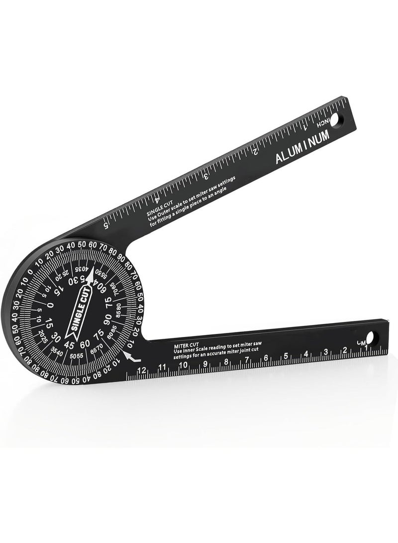 7 Inch Aluminum Miter Saw Protractor, Professional Angle Measuring Tool, Comes with Two Extra Straightedge Protractors for Woodworkers, Builders, Plumbers, Home DIY - Image 1