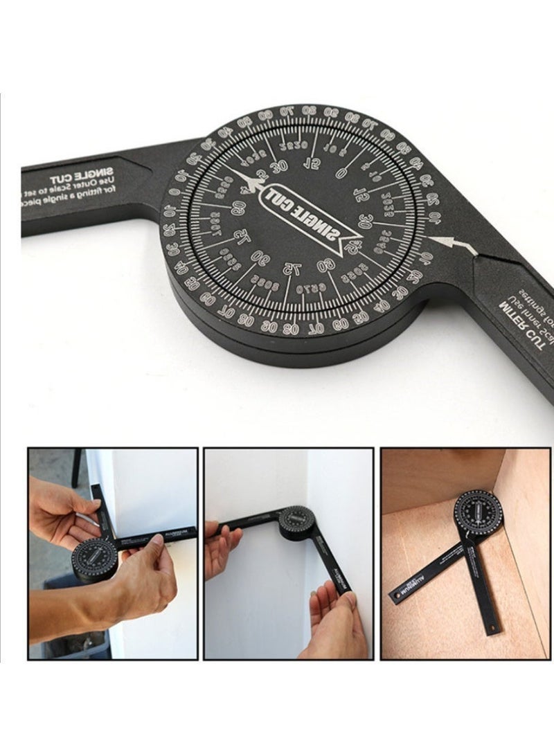7 Inch Aluminum Miter Saw Protractor, Professional Angle Measuring Tool, Comes with Two Extra Straightedge Protractors for Woodworkers, Builders, Plumbers, Home DIY - Image 3