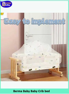 Berma Baby Baby Crib Bed Solid Wood Crib Multifunctional Cradle Bed Wood Crib For Baby Without Mosquito Mattress Net  - Image 3