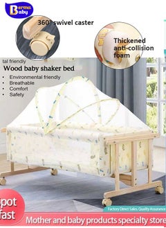 Berma Baby Baby Crib Bed Solid Wood Crib Multifunctional Cradle Bed Wood Crib For Baby Without Mosquito Mattress Net  - Image 1