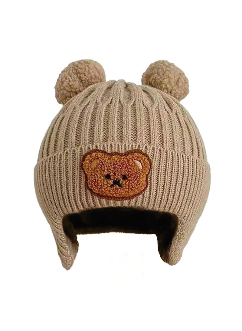SYGA Winter Warm Ear Protection Knitted Cute Pompom Baby Hat (2-6Year)，1 Count - Image 3
