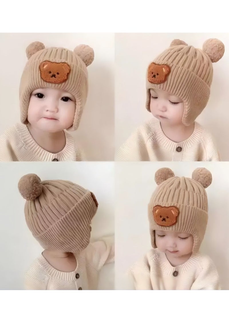 SYGA Winter Warm Ear Protection Knitted Cute Pompom Baby Hat (2-6Year)，1 Count - Image 2