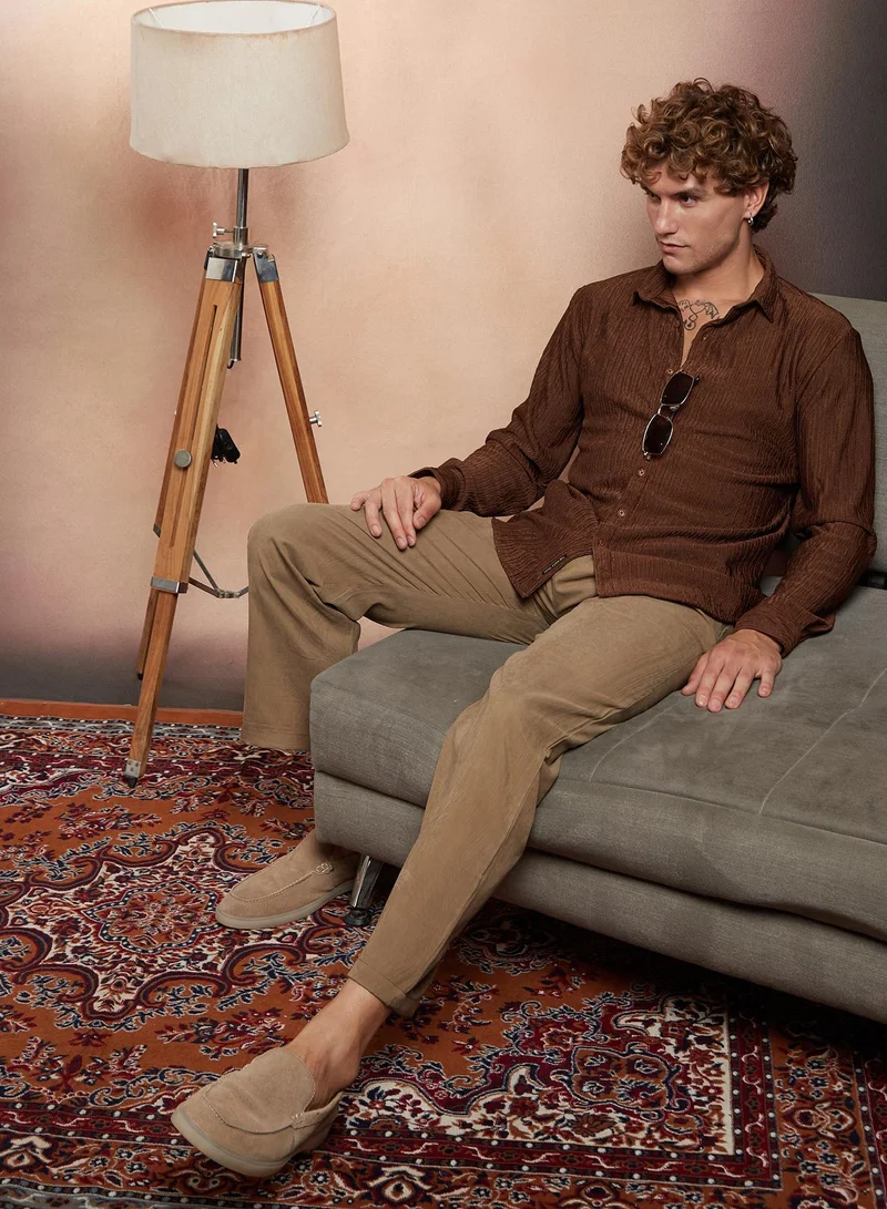 CAHOOT  Men's Mocha Brown Trough-Crease Shirt for Men | Best Price UAE