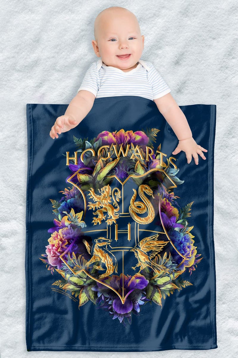 Harry Potter Lightweight Baby Blanket 30X40 Hogwarts MultiColored Floral Crest Unisex for Infants Girls  Boys