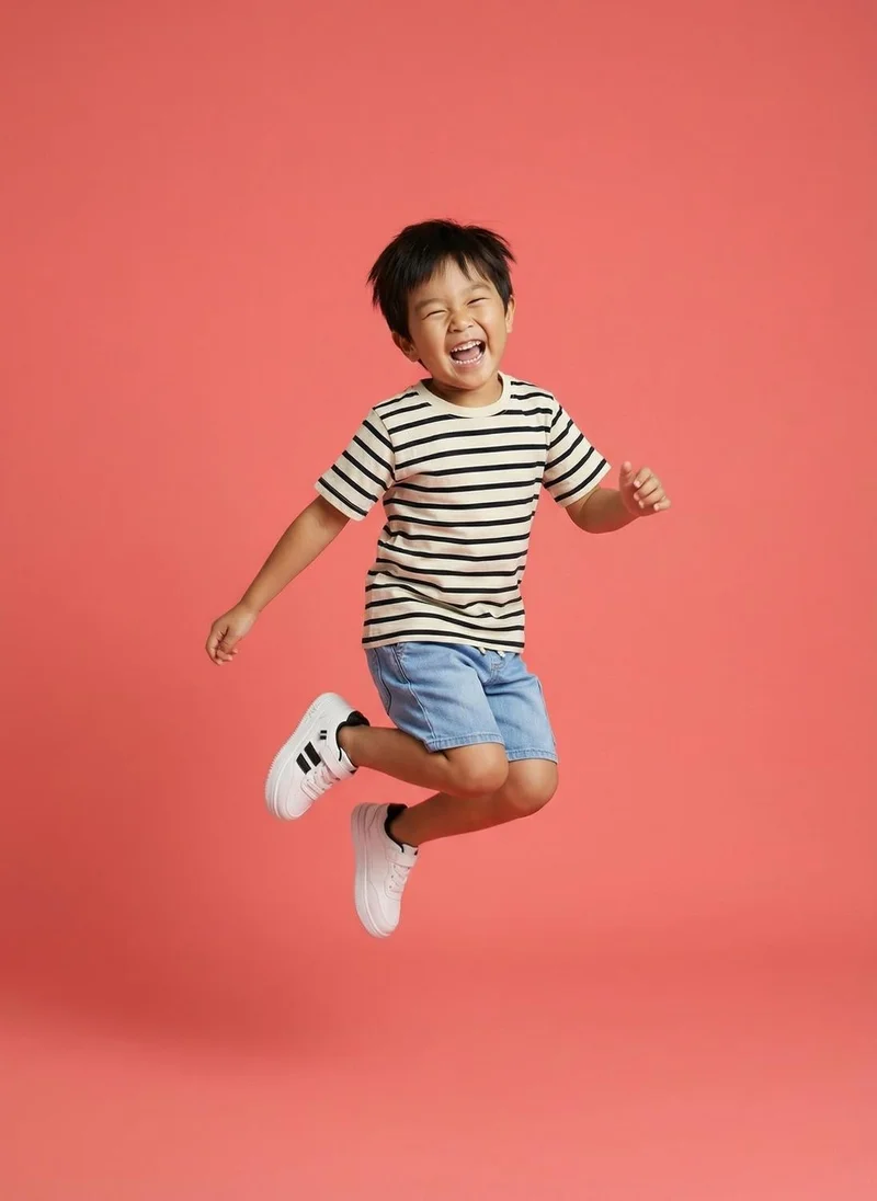نوتيناتي Nautinati Boys' 100% Cotton Pack of 2 Solid & Striped Essentials Crew Neck T-shirts