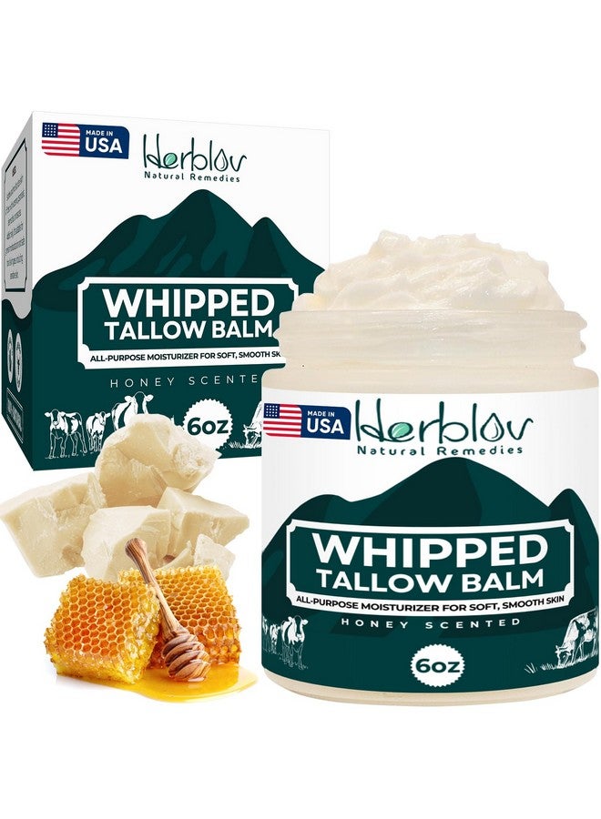 هيربلوڤ بلسم شحم البقر - بلسم متعدد الأغراض من شحم البقر المخفوق الطبيعي والعسل - لوشن مرطب للوجه والجسم لعلاج الأكزيما والبشرة المتشققة والجافة والحكة والمتهيجة - منتجات العناية بالبشرة لإصلاح البشرة المصنوعة في الولايات المتحدة - Image 1