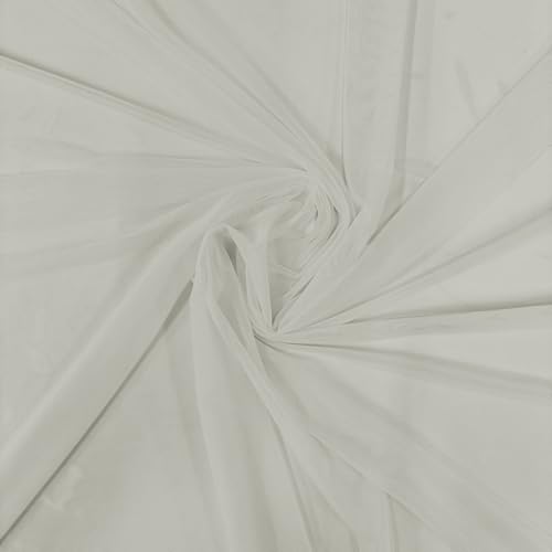 Ice Fabrics 4-Way Stretch Power Mesh Fabric by The Yard - 60" Wide Nylon Spandex Sheer Net - Breathable & Stretchy Mesh Fabric for Sewing Activewear, Dresses, Crafts - Ivory - 1 Yard - Image 1