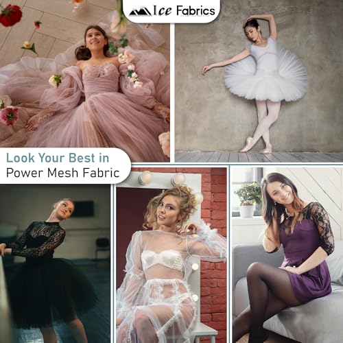 Ice Fabrics 4-Way Stretch Power Mesh Fabric by The Yard - 60" Wide Nylon Spandex Sheer Net - Breathable & Stretchy Mesh Fabric for Sewing Activewear, Dresses, Crafts - Ivory - 1 Yard - Image 5