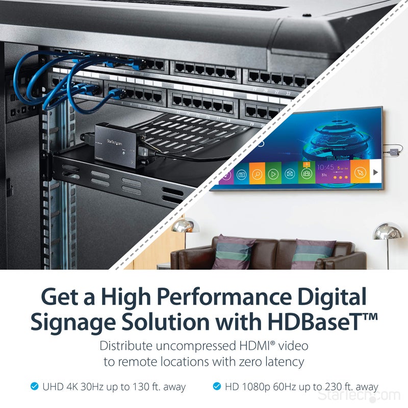 StarTech.com HDMI over CAT5e / CAT6 Ethernet Extender w/ HDBaseT, 4K@115ft, 1080p@230ft, HDMI Video Transmitter/Receiver Kit, TAA - Image 2