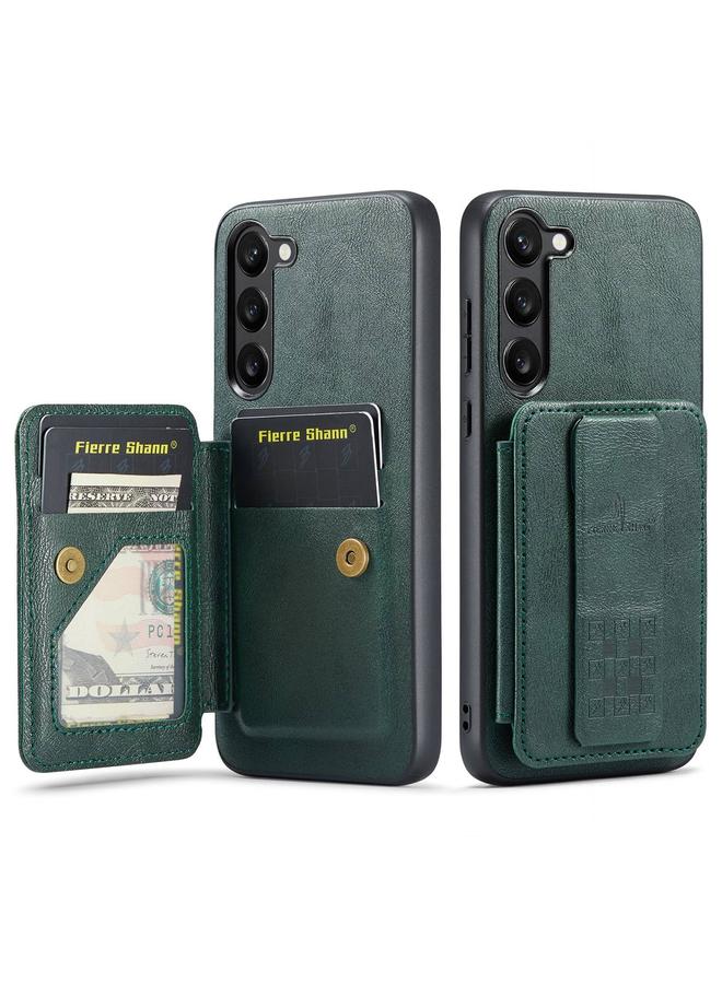 The Bros Case For Samsung Galaxy S23+ 5G Fierre Shann Oil Wax Cow Leather Card Holder Back Phone Case