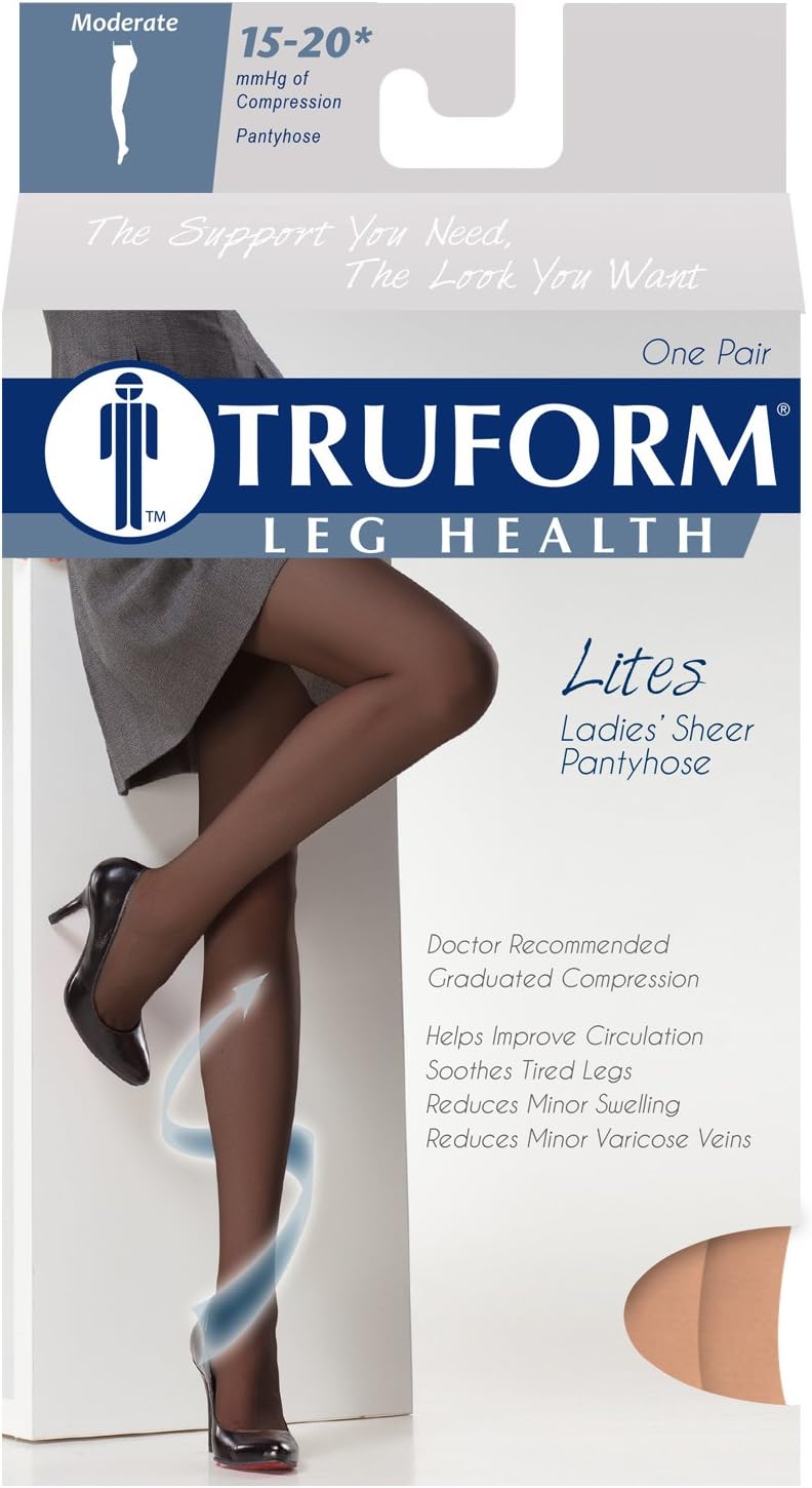Truform 1775 Ladies Fashion Support Hose - Beige Tall Compression Tights - Image 5