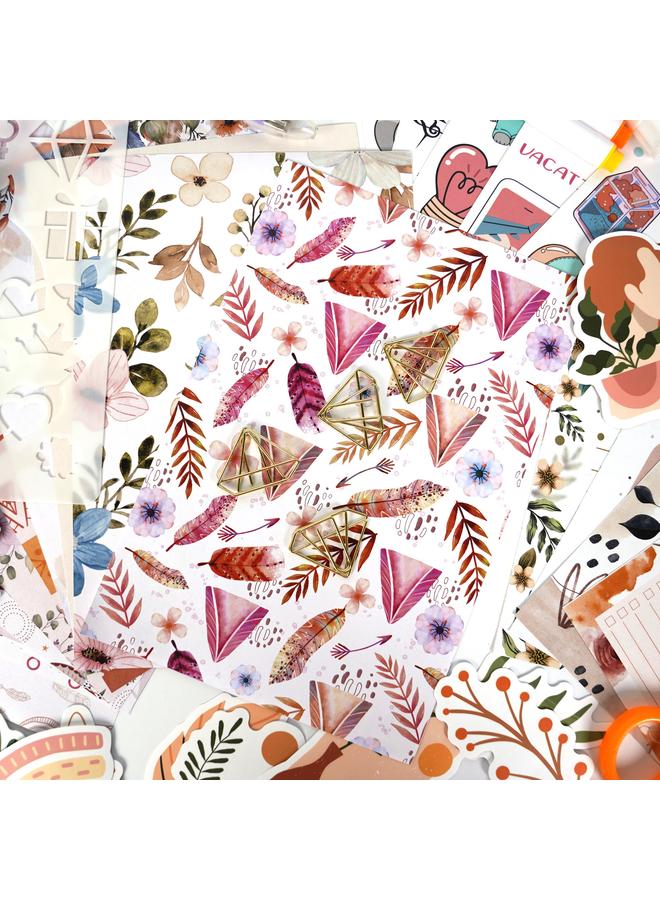 Bluejw Cross-border DIY JOURNALSET Bohemian Sticker Gift Box Diary Handbook Clip Book Children's Diary Suit - Image 5