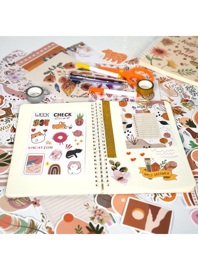 Bluejw Cross-border DIY JOURNALSET Bohemian Sticker Gift Box Diary Handbook Clip Book Children's Diary Suit - Image 4