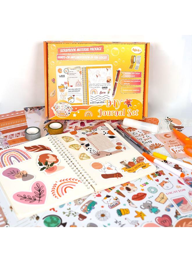 Bluejw Cross-border DIY JOURNALSET Bohemian Sticker Gift Box Diary Handbook Clip Book Children's Diary Suit - Image 2