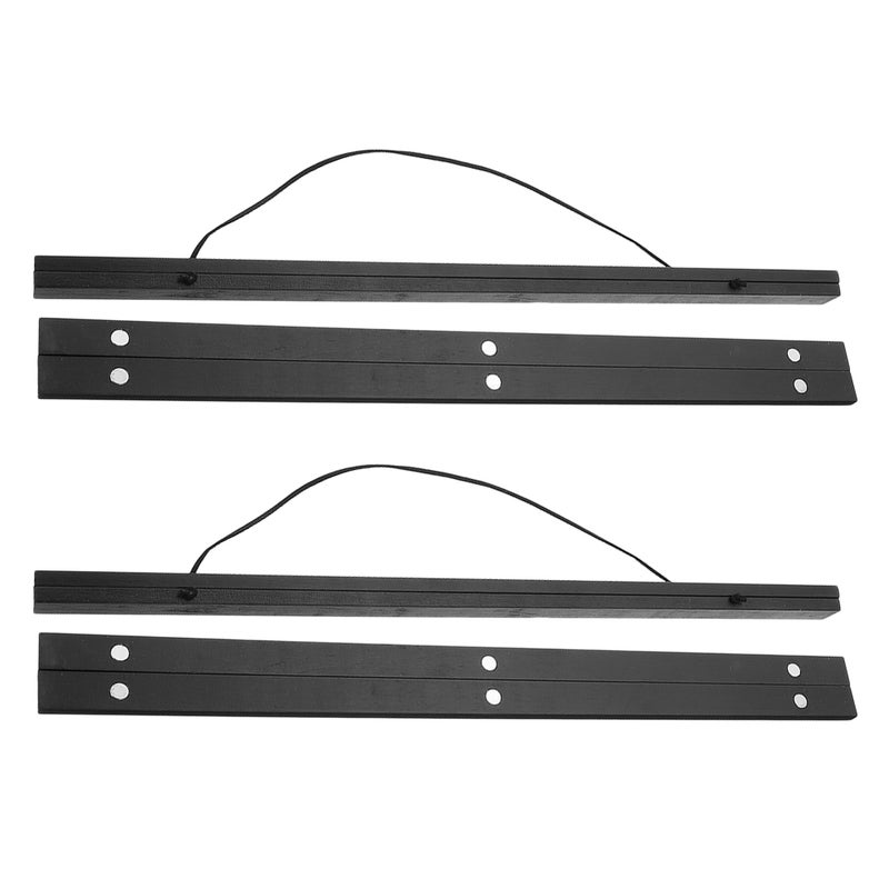 8pcs Poster Hanger Frame Wood Rails Hanging Frame With Rope Poster Hanger For Photo Picture Print Map Black 31cm - Image 1