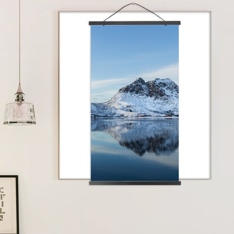 8pcs Poster Hanger Frame Wood Rails Hanging Frame With Rope Poster Hanger For Photo Picture Print Map Black 31cm - Image 5