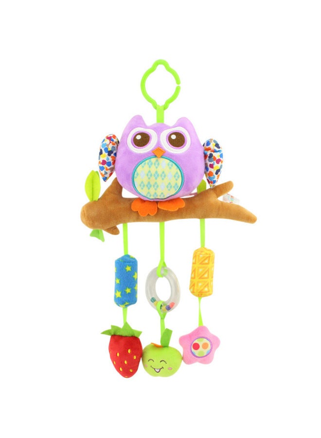 Baby Plush Toy Lathe Hanging Belt Rattle Bells BBS Wind Chimes Baby Toys-Color:Purple Owl  - Image 1