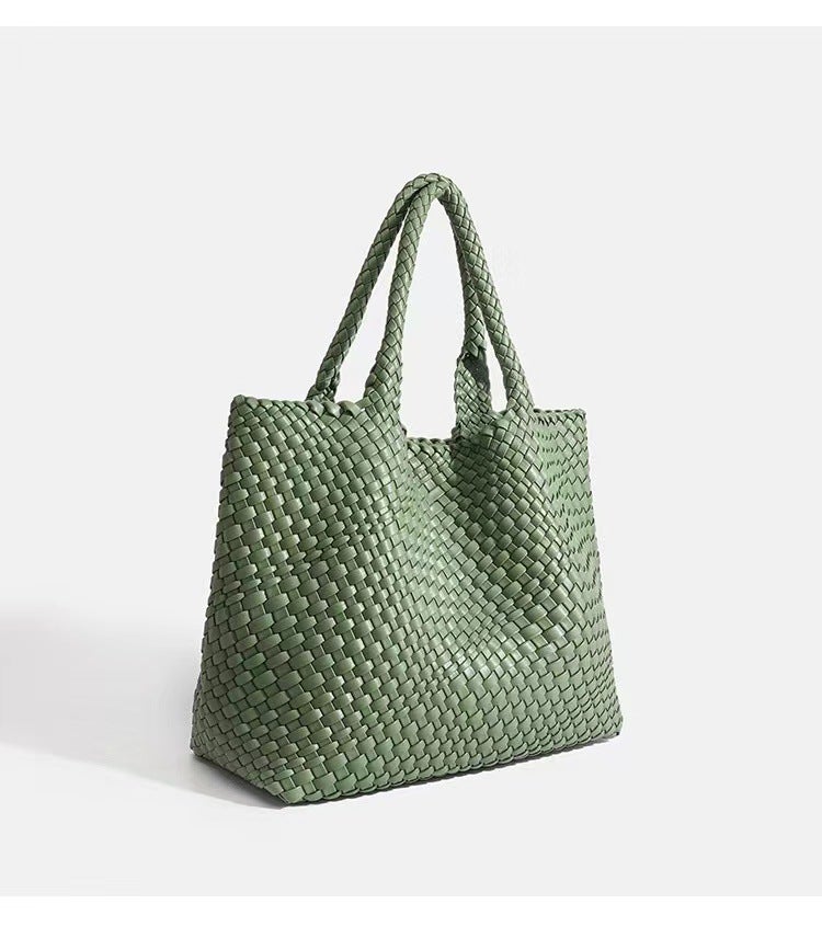 Handwoven Tote Bag Large Capacity Stylish 2024 Grass Green 